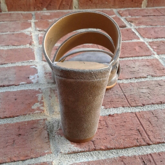 Lucky Brand Deep Taupe Ribbon Cut Suede Slides - Picture 4 of 8